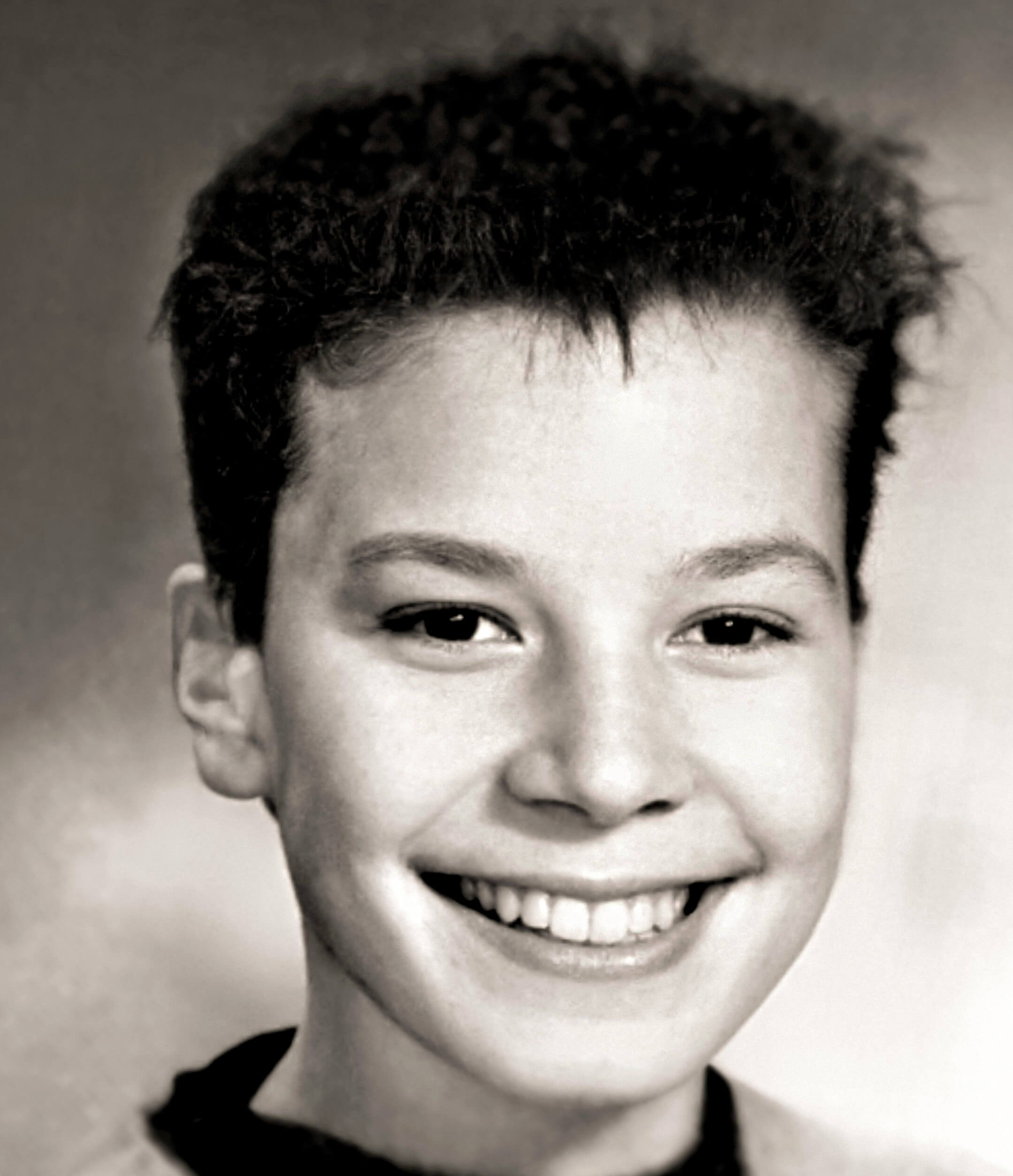 Black and white photo of Jimmy Fallon as a kid