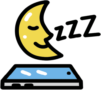 Illustration of a crescent moon asleep above a smartphone