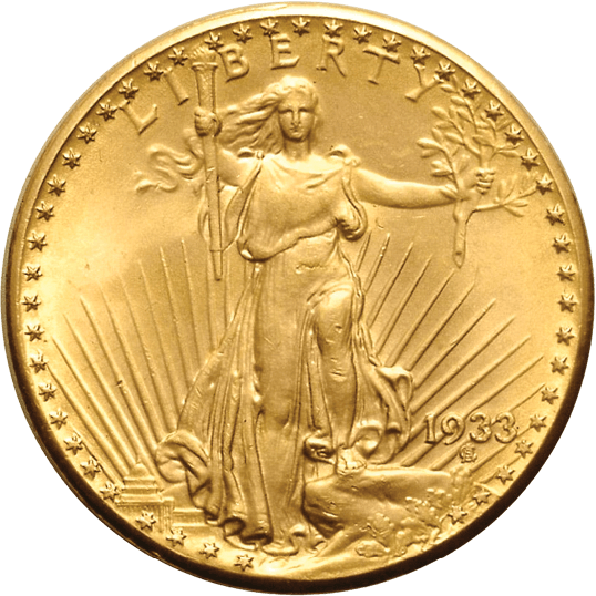 Photo of a 1933 U.S. twenty dollar gold piece