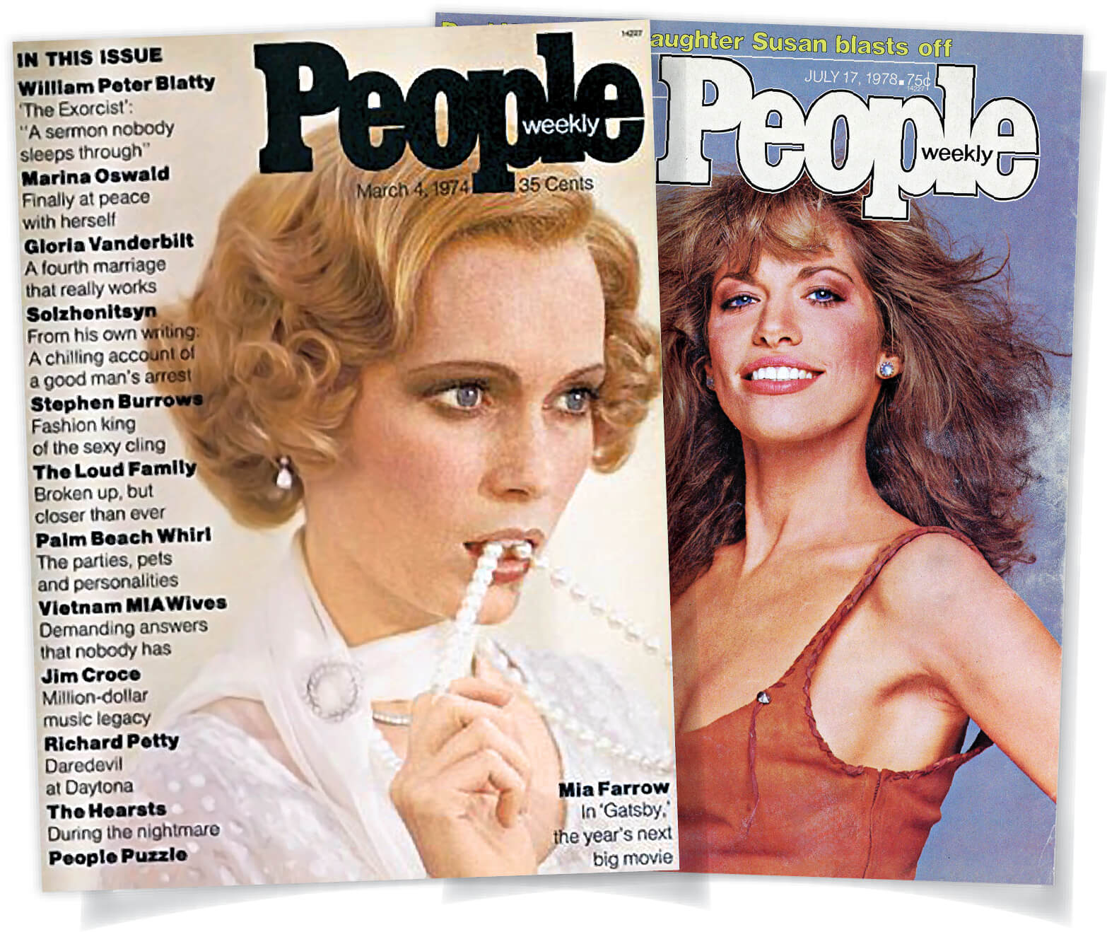 Side-by-side photos of two People magazine covers