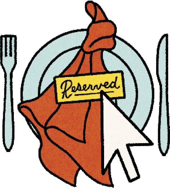 Illustration of a cursor pointing to a reserved place setting