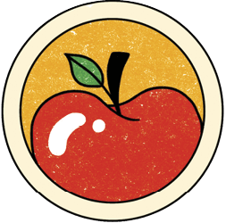 Circular illustration of an apple