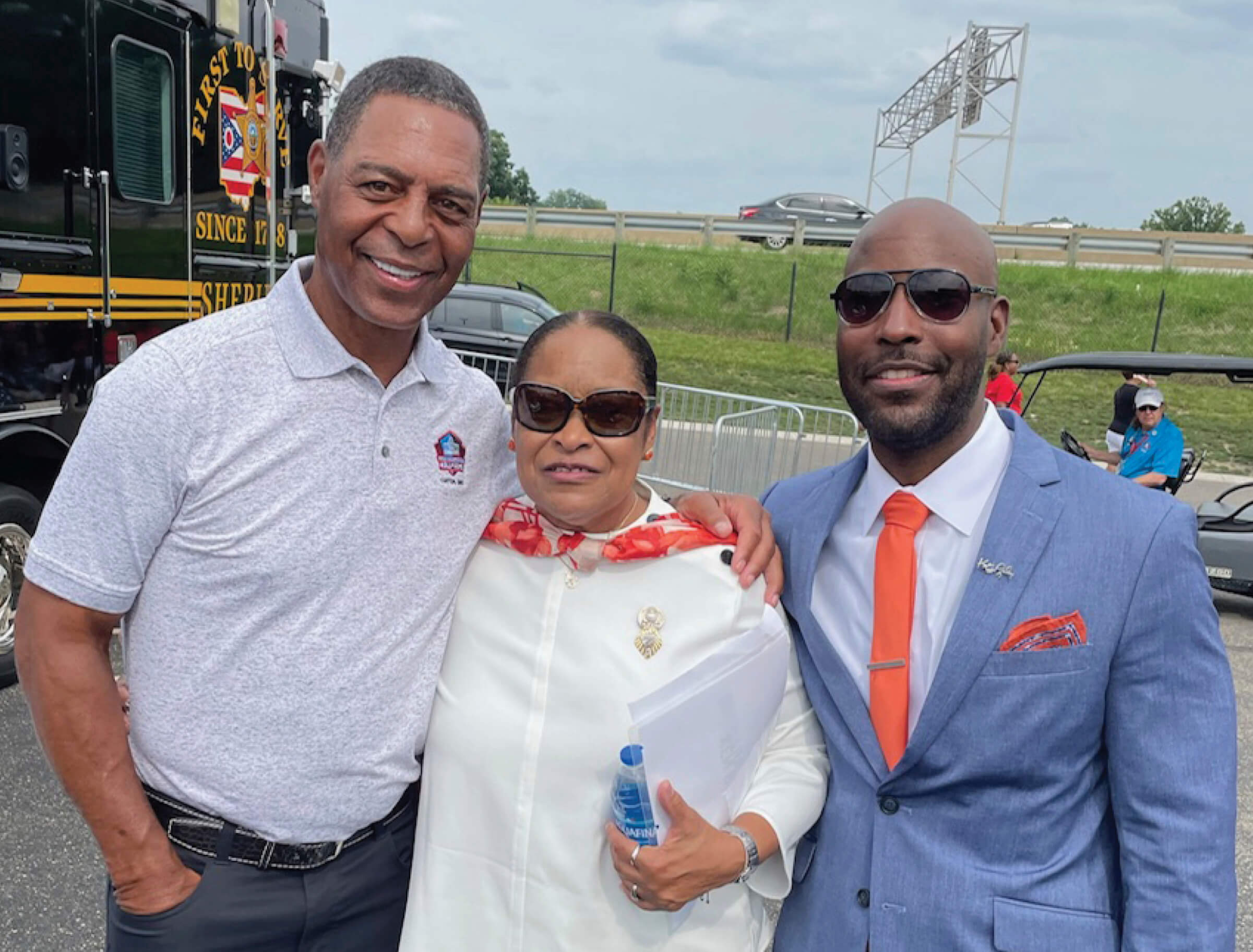 Photo of Ken Riley the second with his mom and Marcus Allen