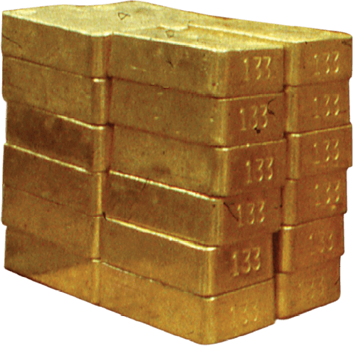 Photo of a stack of gold bars