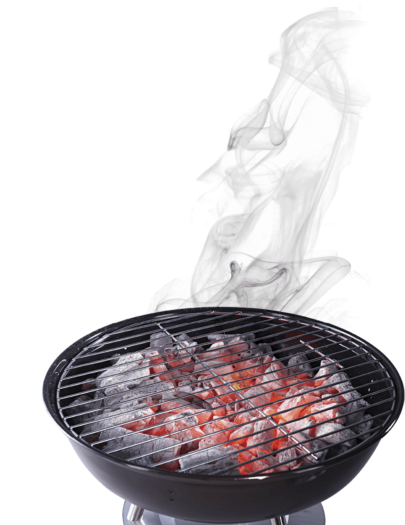 Photo of a red hot charcoal grill