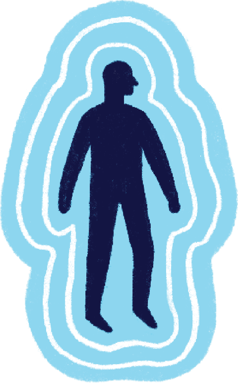 Illustration of glowing shadow of body