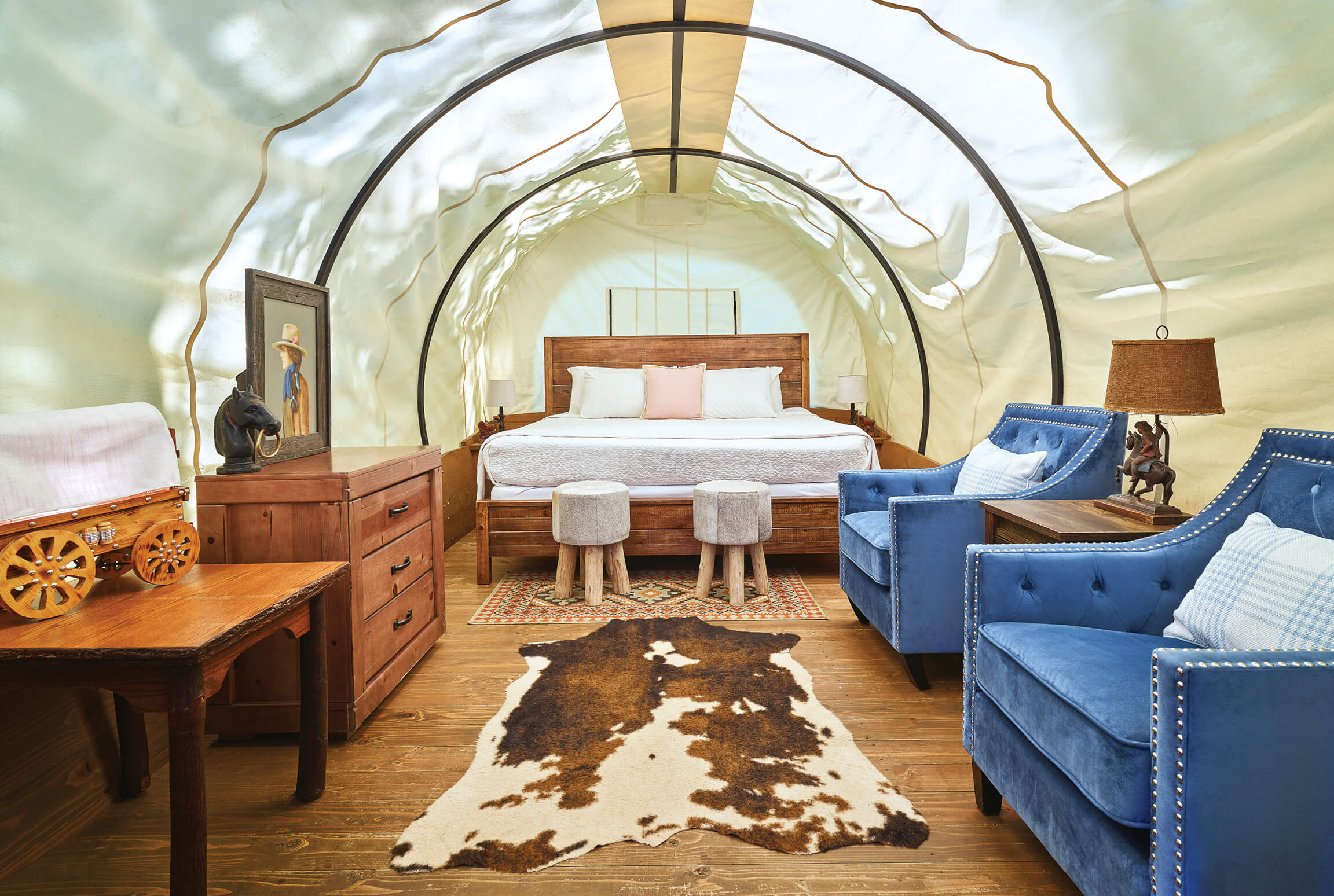 Photo of inside of wagon room at Sandy Pines