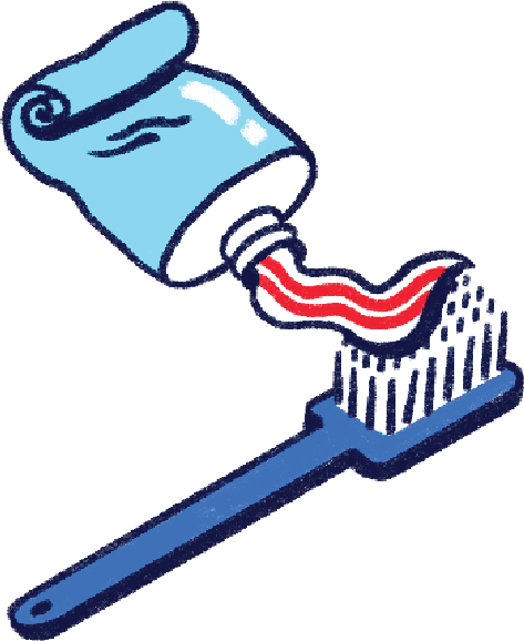 Illustration of tooth brush and paste