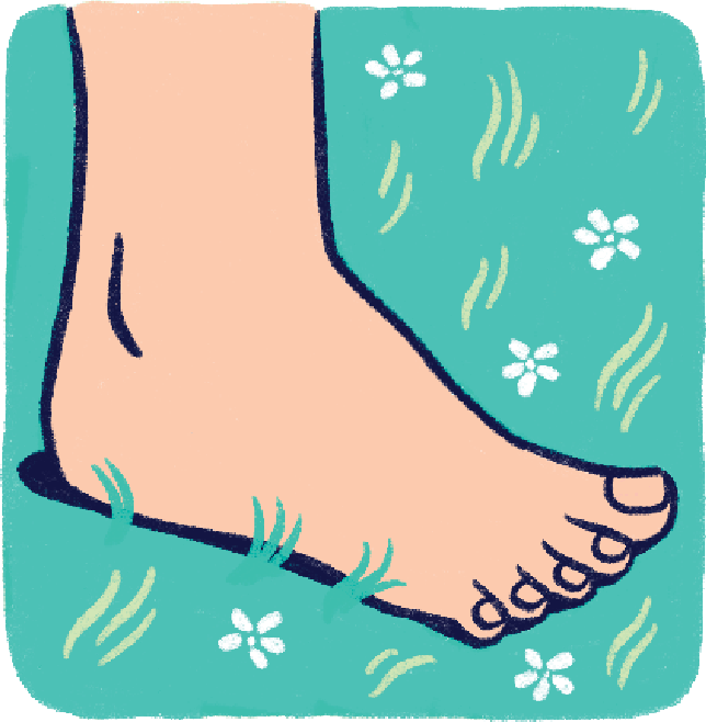 Illustration of bare foot in grass