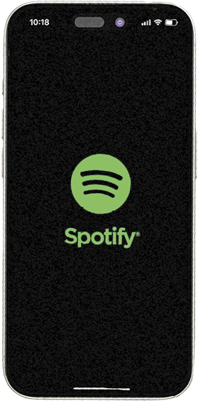 A phone screen showing the Spotify logo