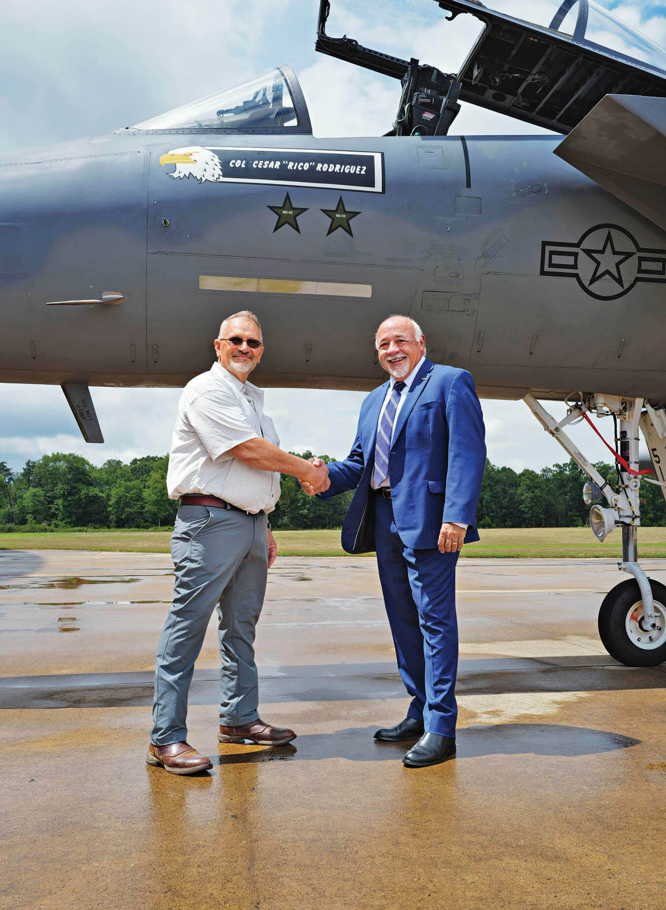 Photograph of Davis Westrup and Cesar Rodriguez shaking hands in 2025 in Washington, DC