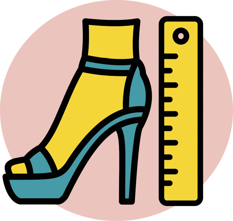Illustration of heels and ruler next to it