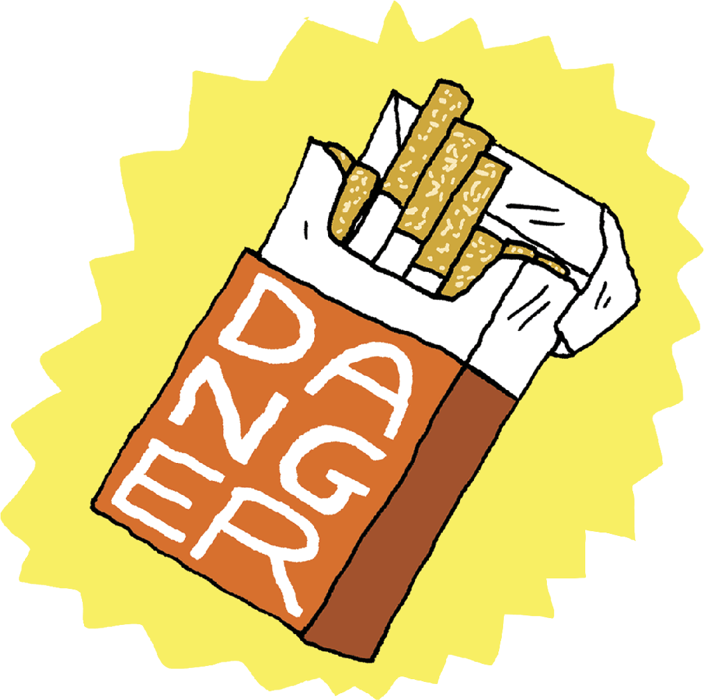A pack of cigarettes which says danger on it