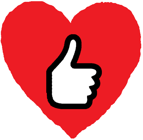 A heart icon with a thumbs up sign in it