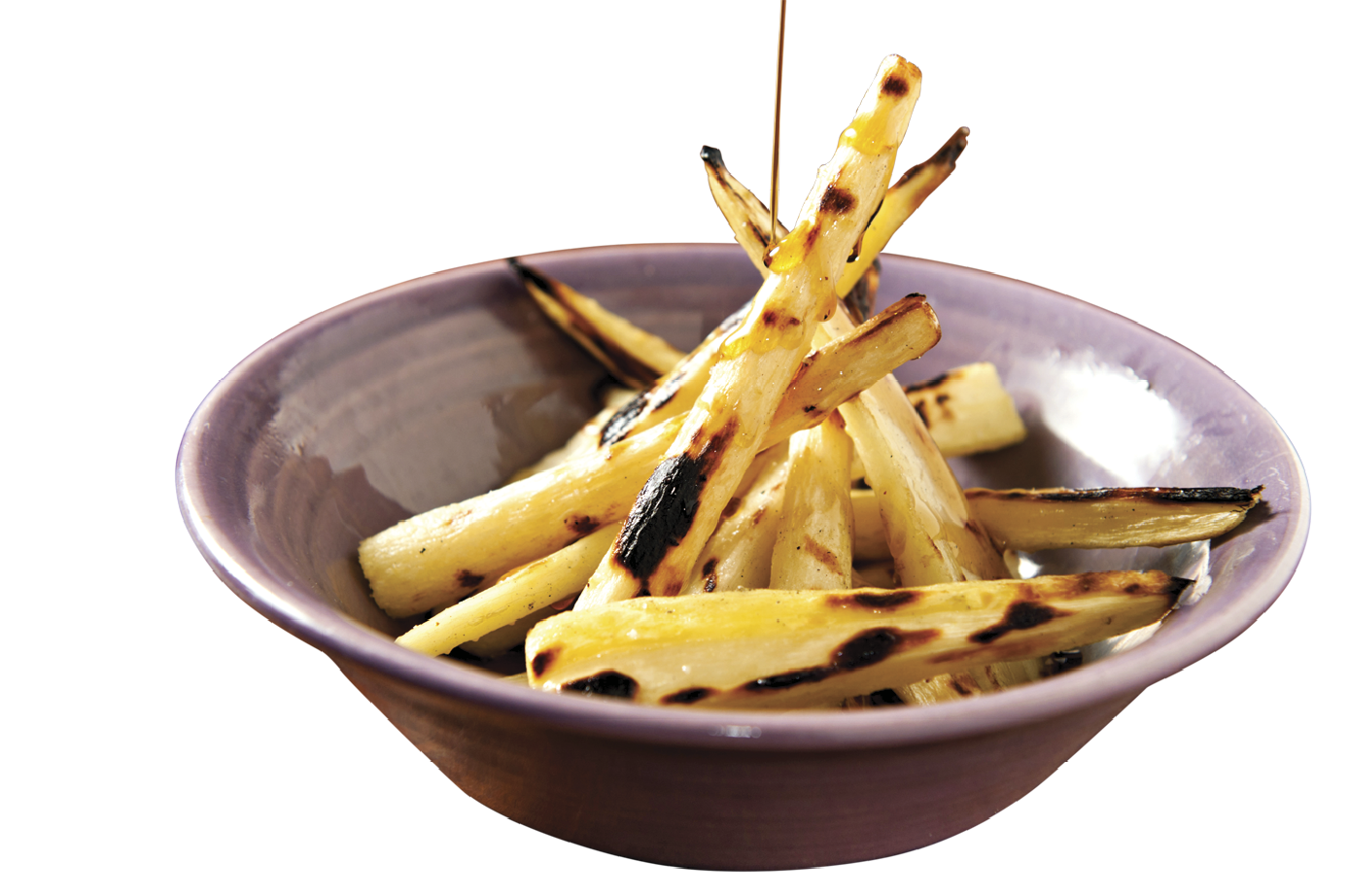 A bowl of charred parsnips