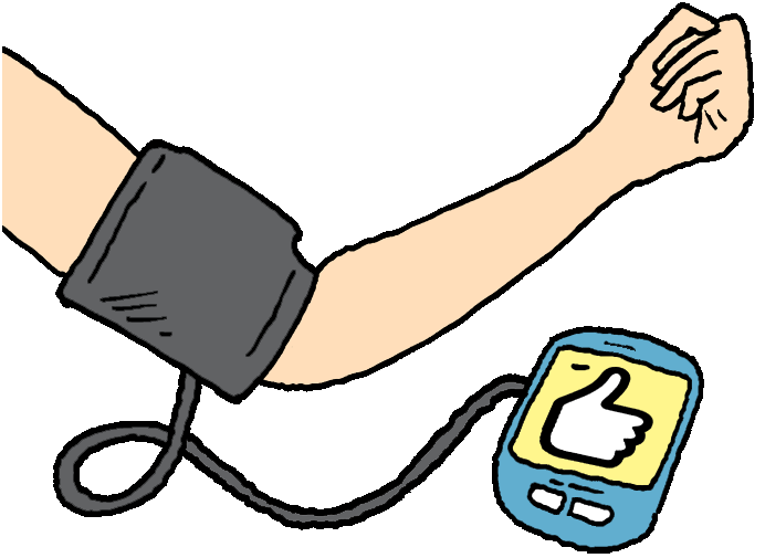 Illustration of a person checking their blood pressure