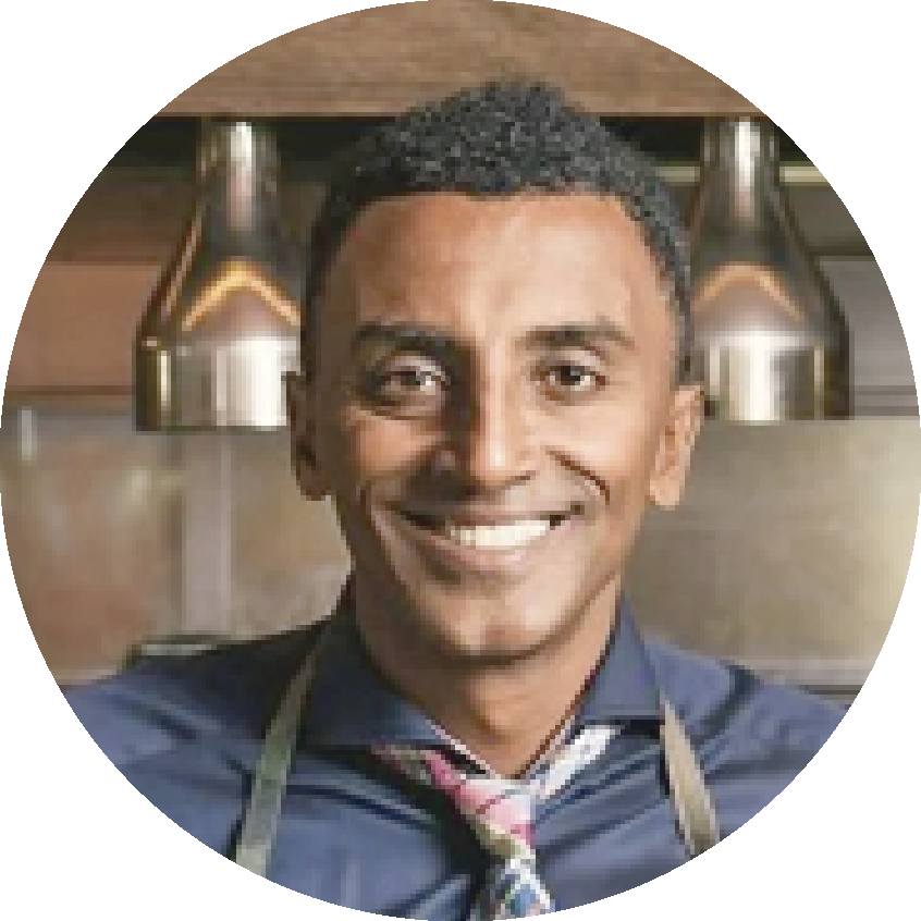 Photograph of chef Marcus Samuelsson looking at the camera and smiling