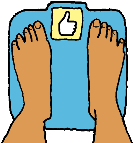 A person checking their weight 