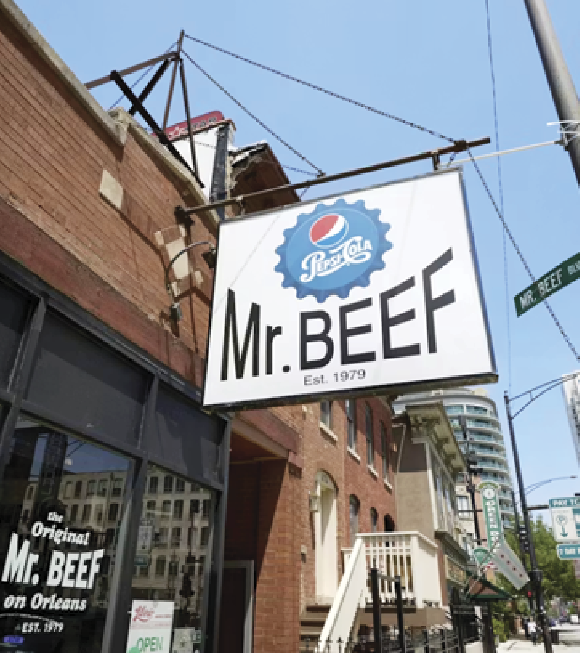 Image of the sign outside the restaurant Mr.Beef 