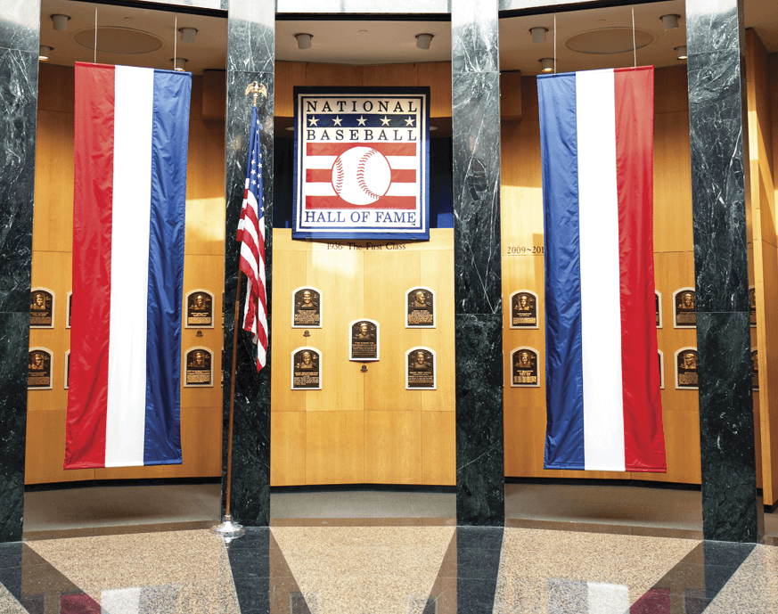 Image of the flags at the National Baseball Hall of Fame and Museum