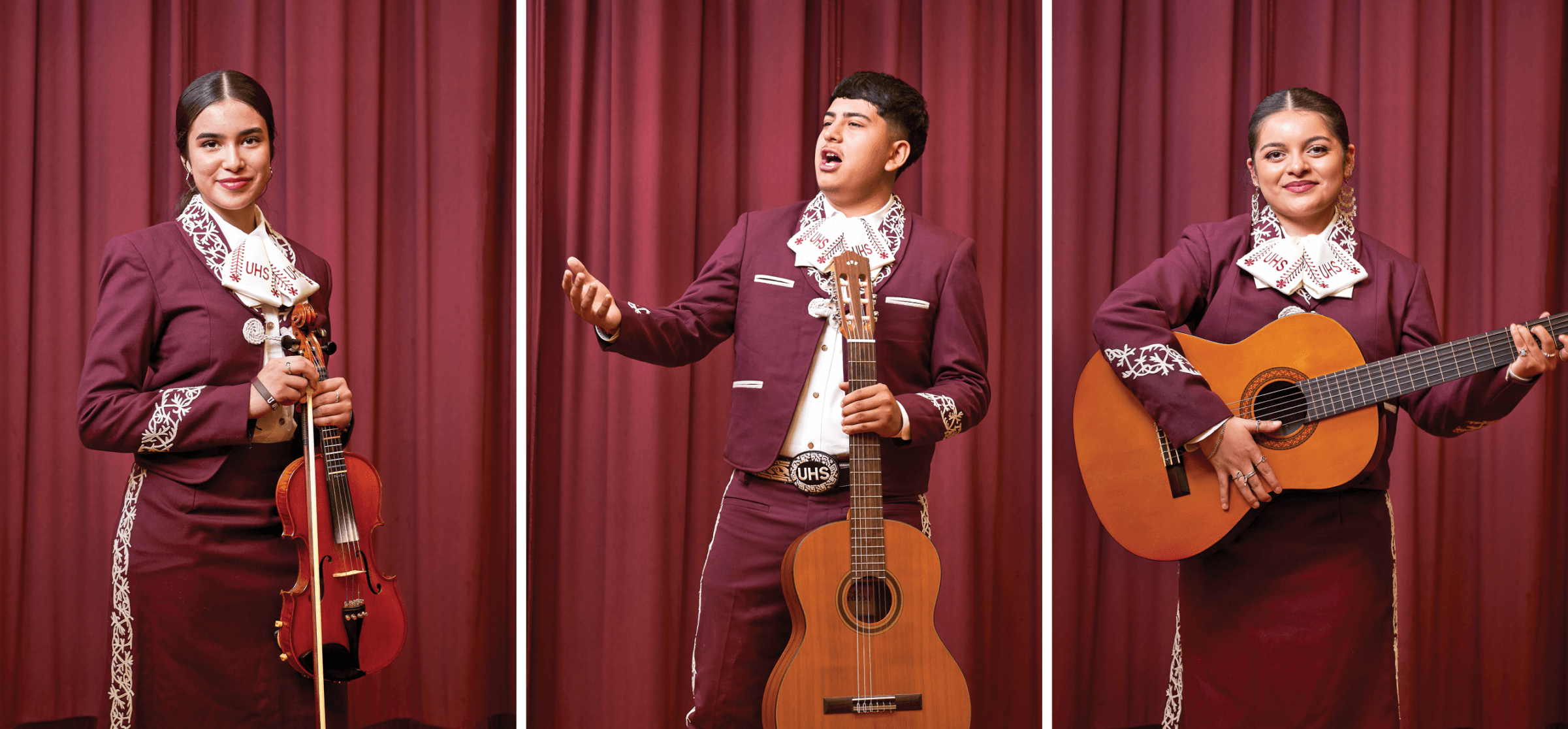 Three portraits of student musicians