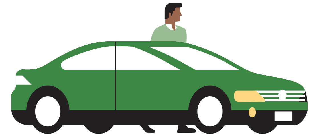 Illustration of a man with his car