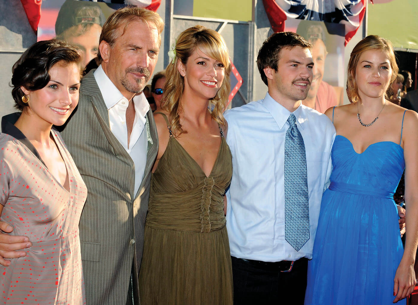 Photo of Costner with wife and children