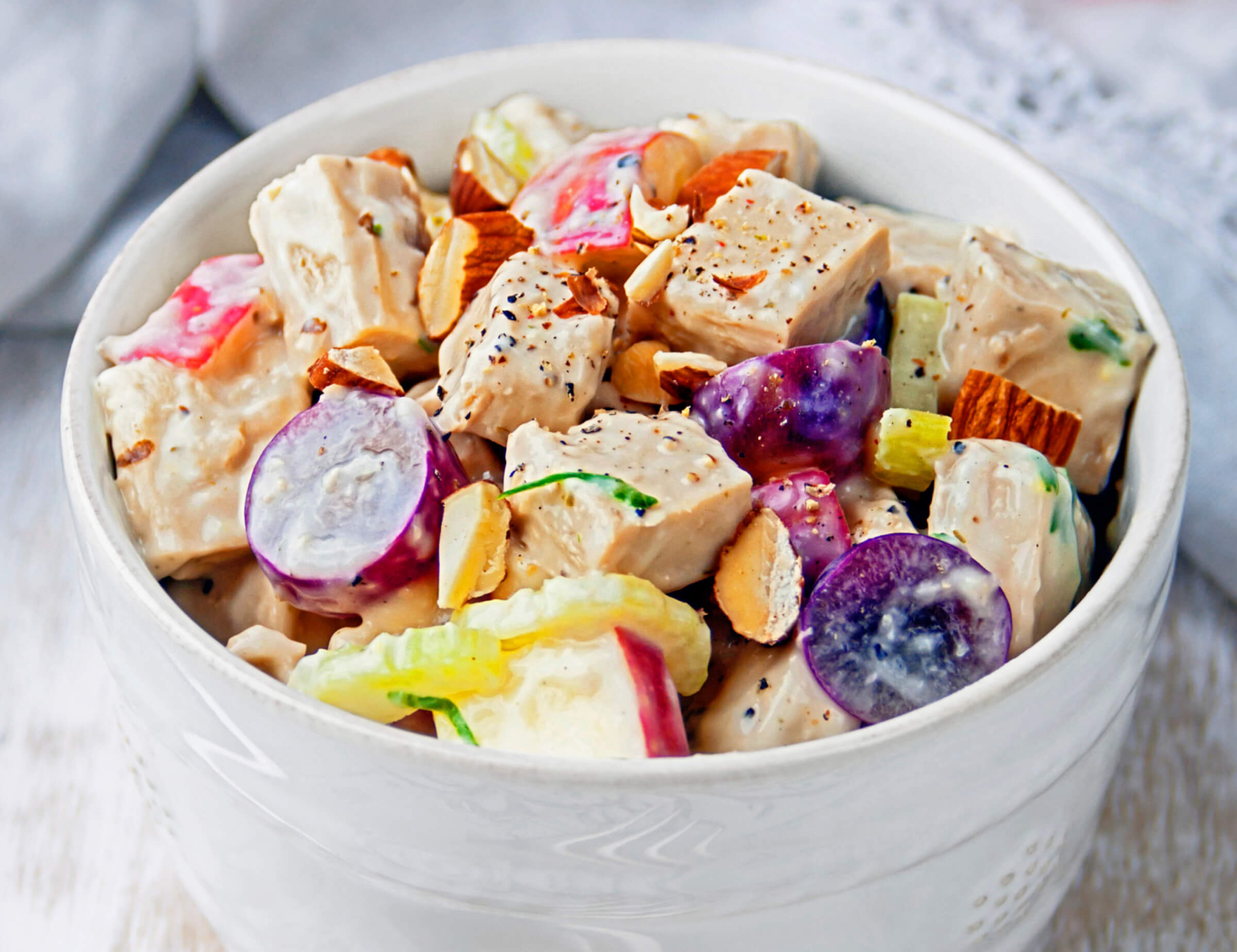 Photo of Waldorf chicken salad in a bowl