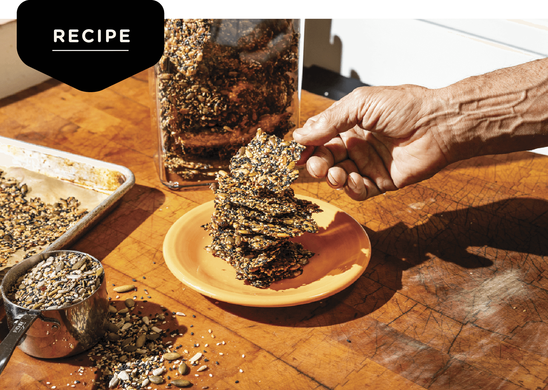 Photo of plate of homemade seed crackers