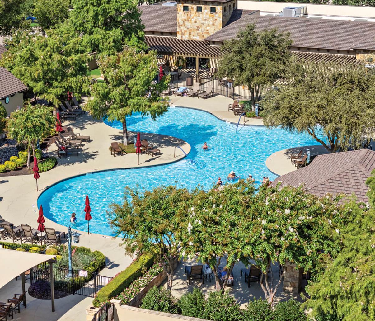Aerial photo of pool at Robson Ranch