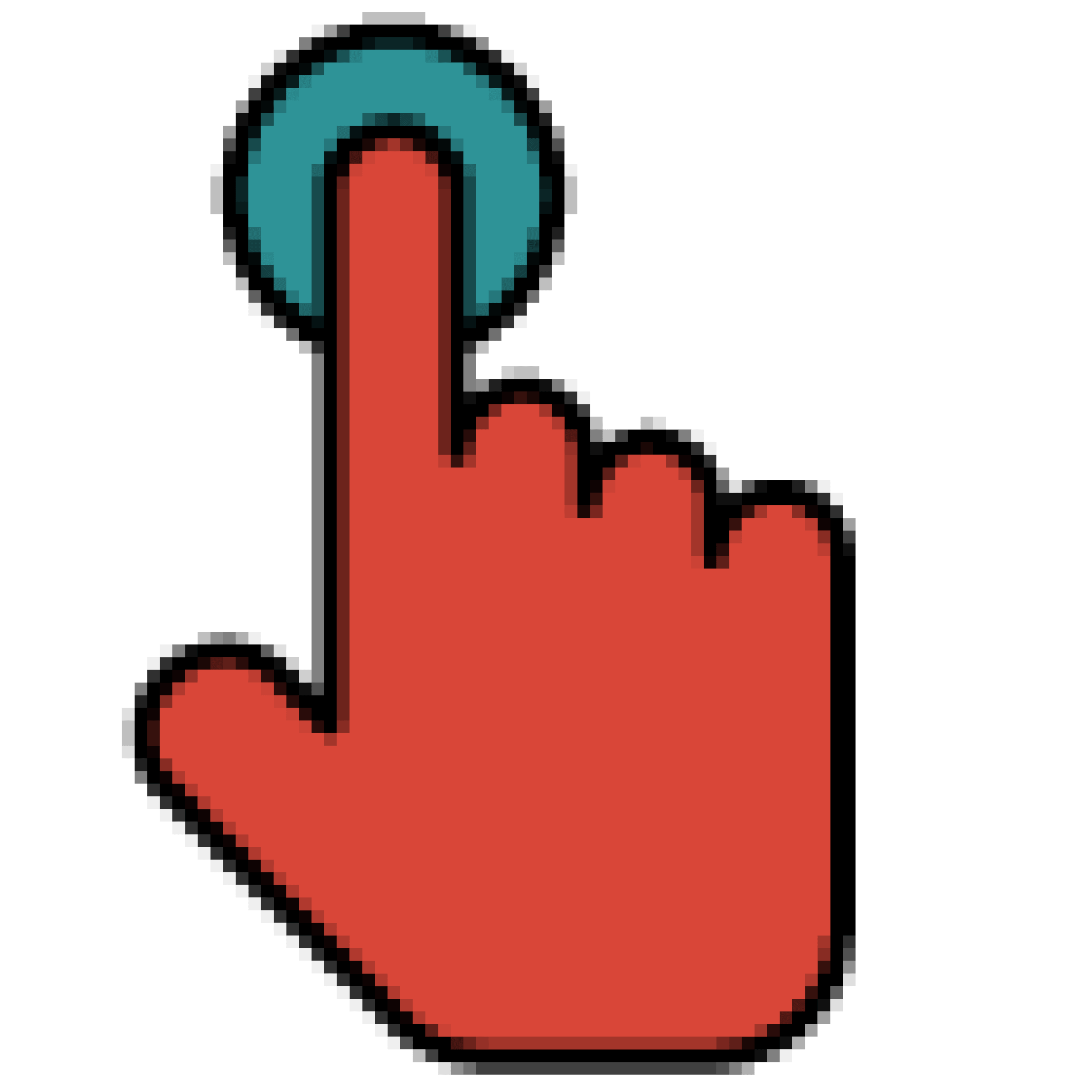 Icon of a hand pointing to a blue dot