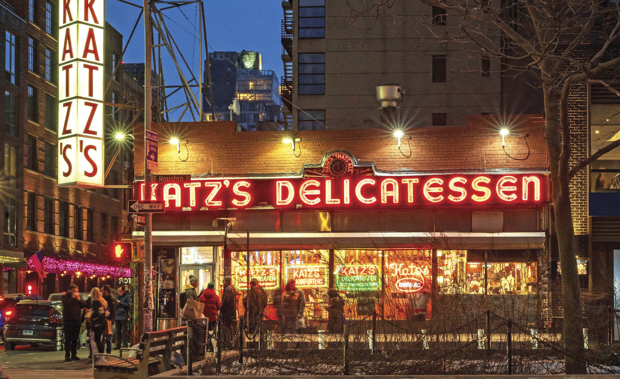 Photograph from outside Katz’s Delicatessen