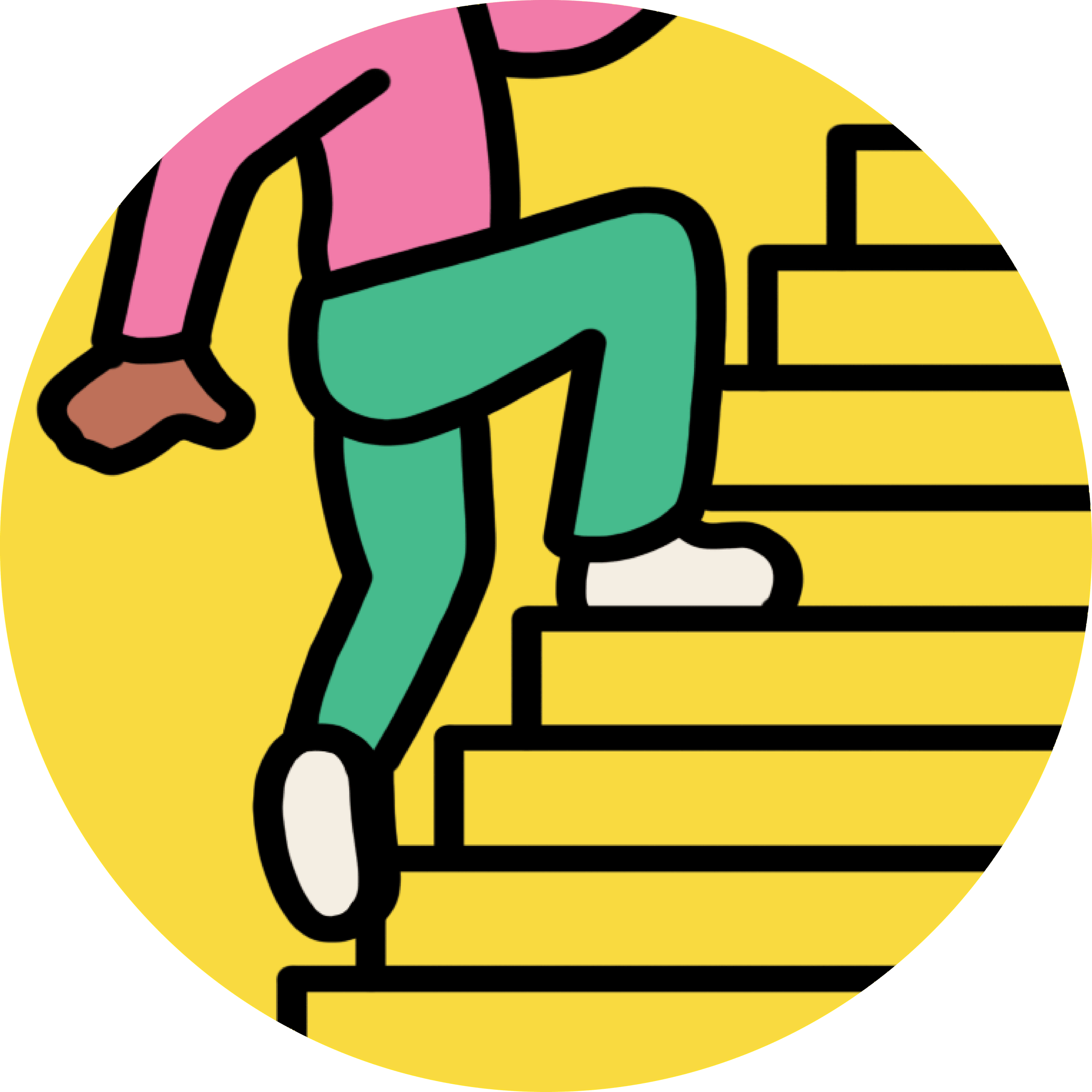Icon of a person walking up the stairs