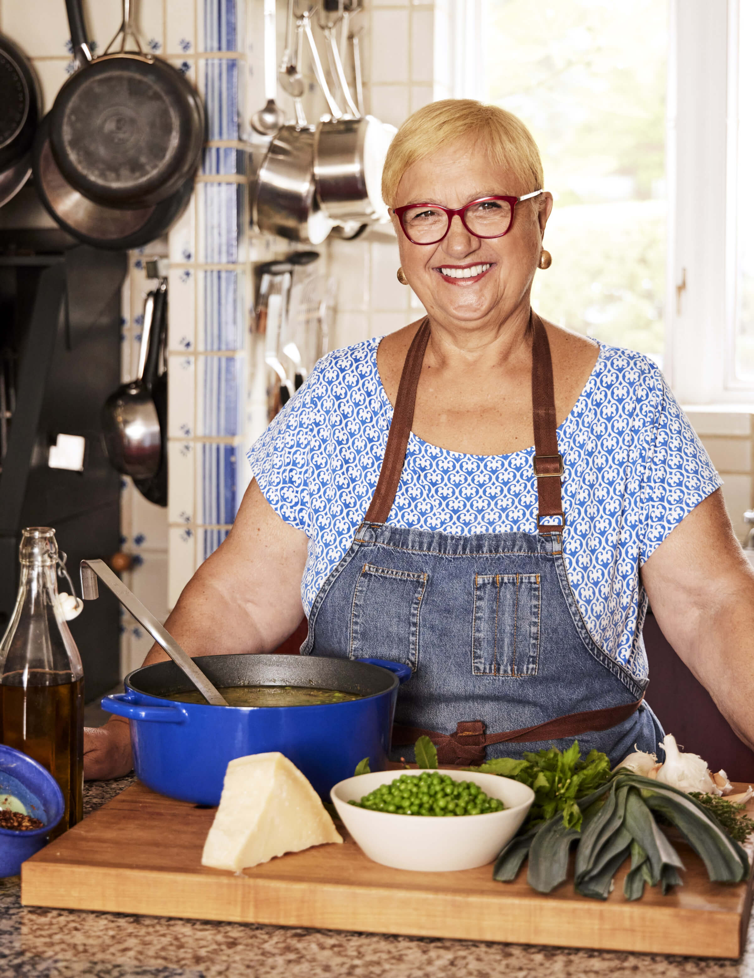 Photo of LIdia Bastianich in her kitchen