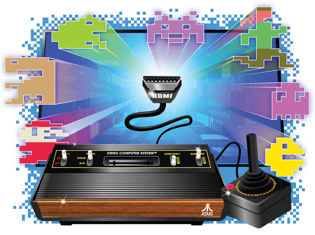 Photo illustration of the new Atari 2600+ video console