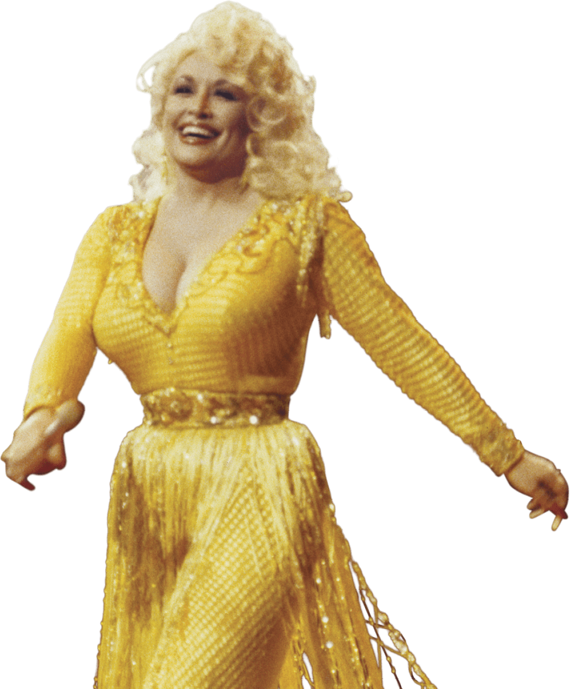 Photo of Dolly Parton in a bright yellow dress