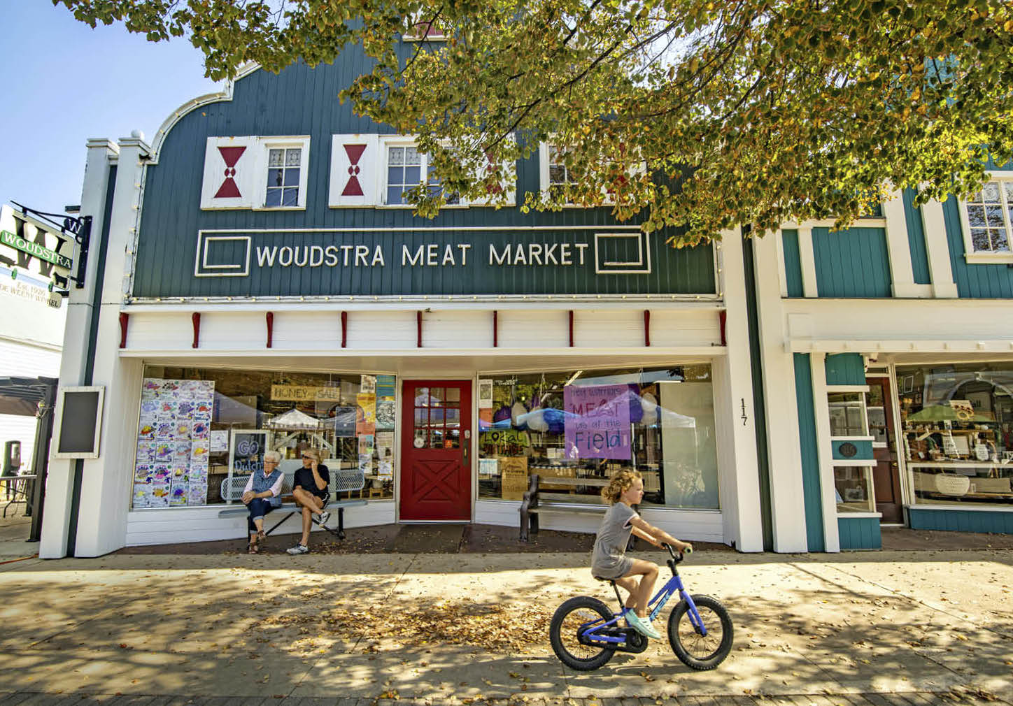 Photo of shops on Main Street in Orange City, Iowa