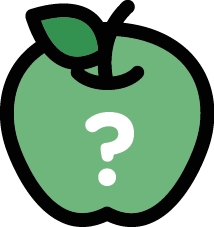 Illustration of a green apple with a question mark on it