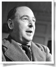 Black and white photo of C.S. Lewis