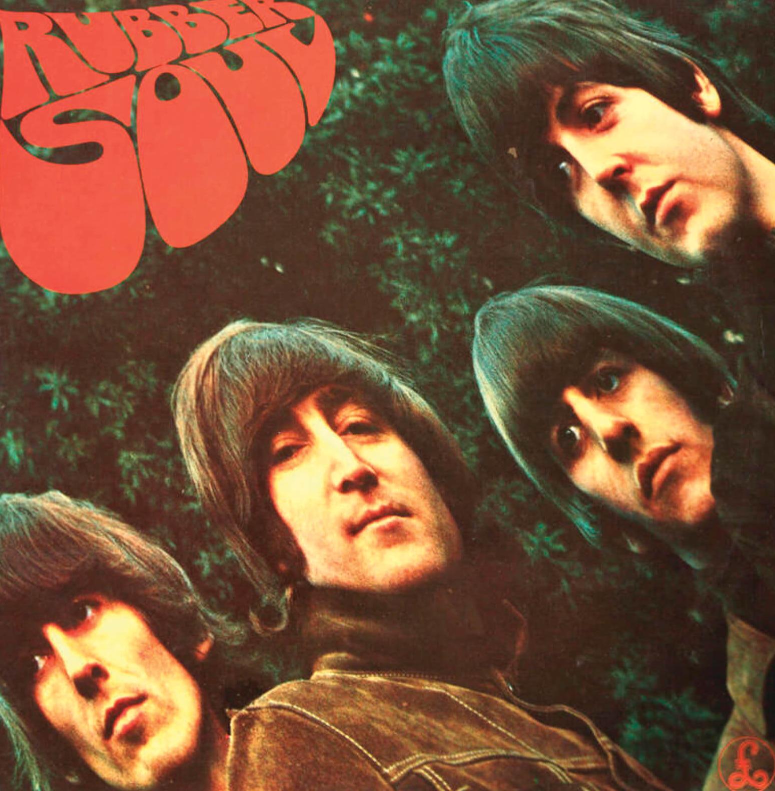 Photo of the Beatles' 1965 Rubber Soul album cover