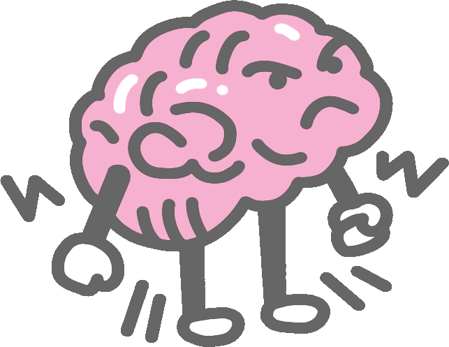 Small spot illustration of an angry-looking brain