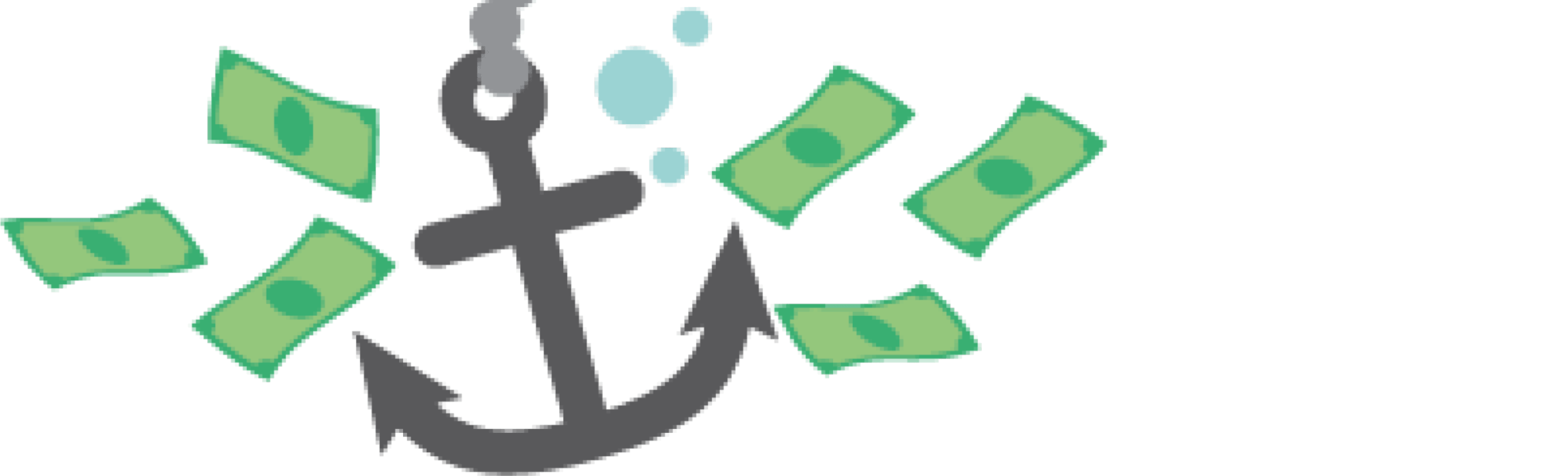 Illustration of an anchor surrounded by green paper money