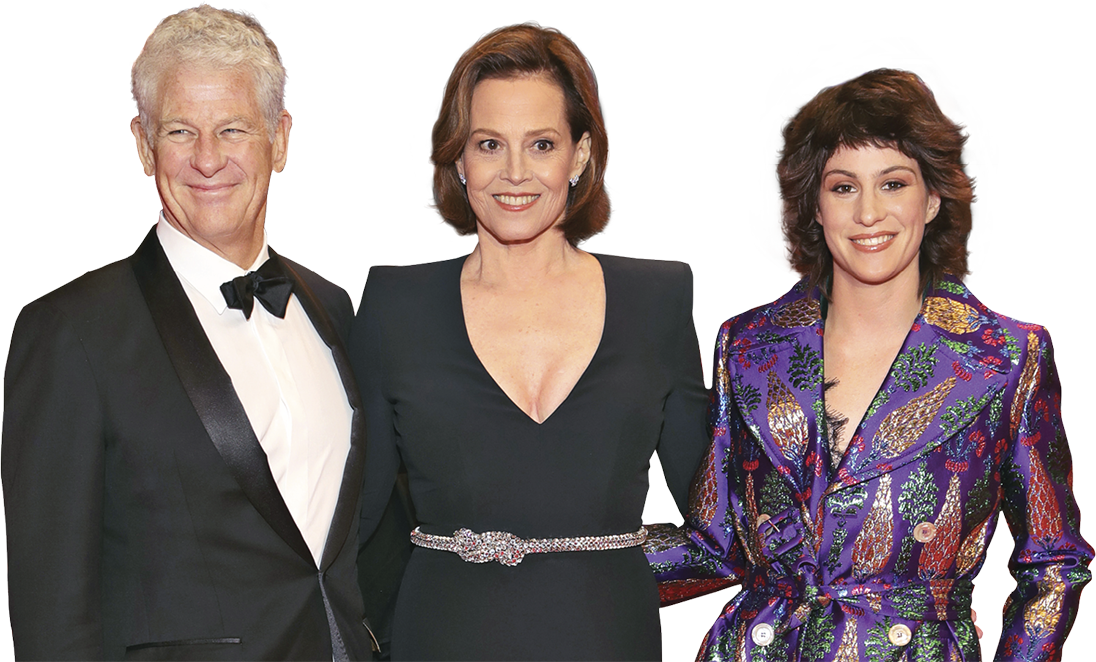 Image of Sigourney with her husband Jim and daughter Charlotte 