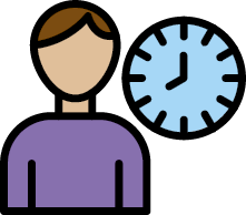 Illustration of a person with a clock next to him 