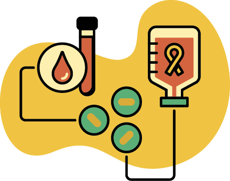 Illustration of a lab setup with test tubes and vials 