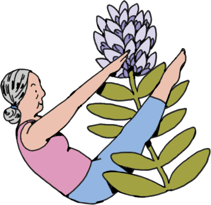 Illustration of an older woman doing pilates 