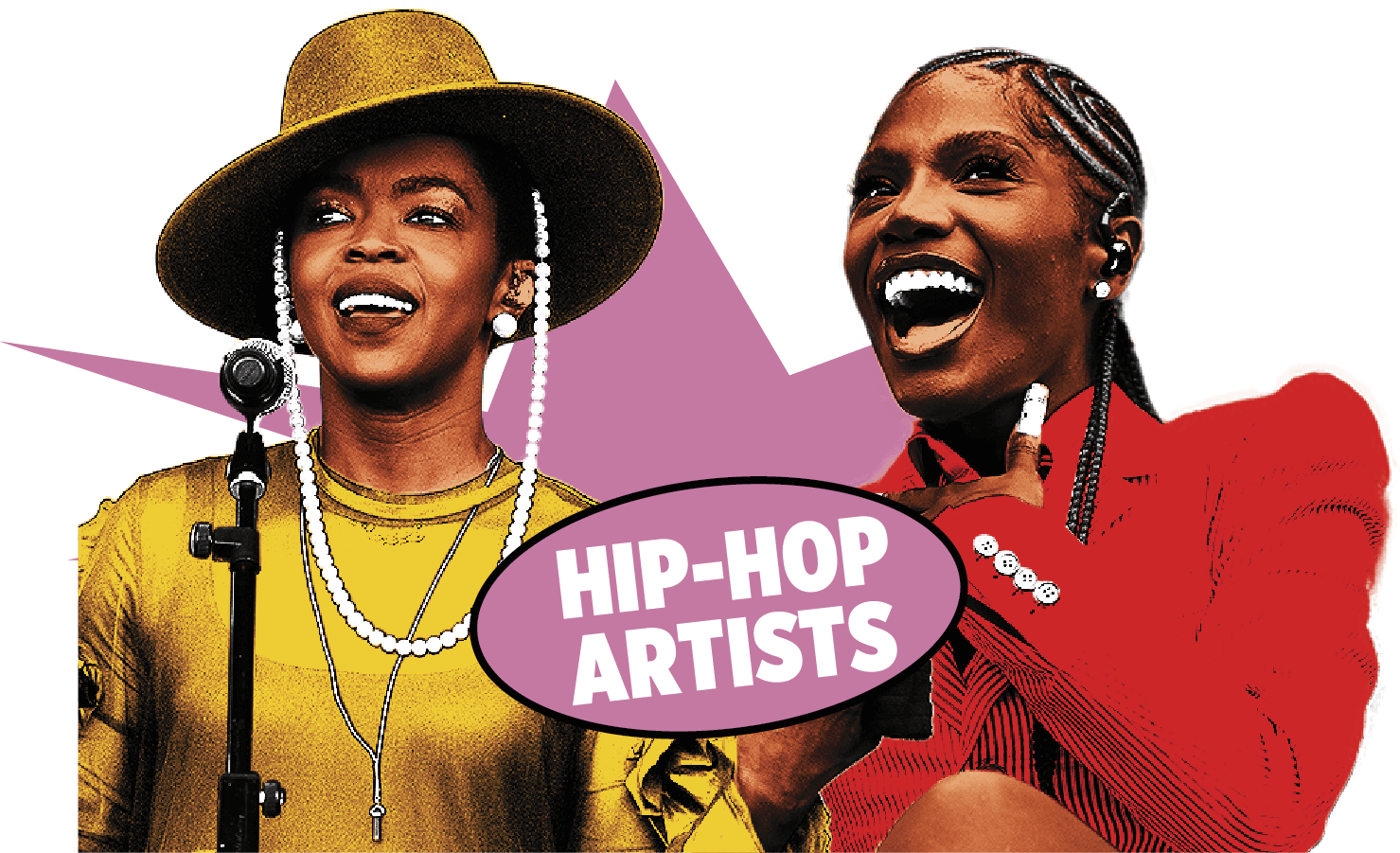 Collage of the Lauryn Hill and Doechii with the text Hip-Hop Artists