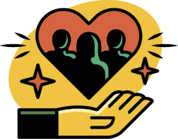 Illustration of a hand with a heart hovering over it