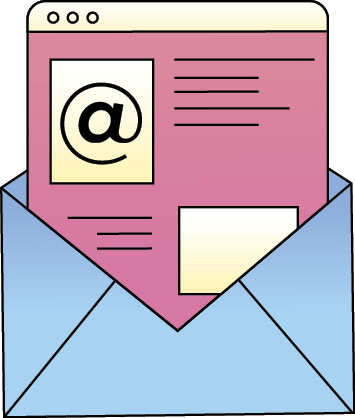 Illustration of an open envelope with a paper coming out of it 