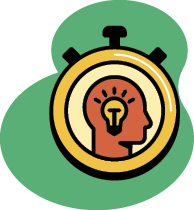 Illustration of a timer with the silhouette of a human head in it 